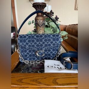 Coach Navy Blue Signature Shoulder Bag